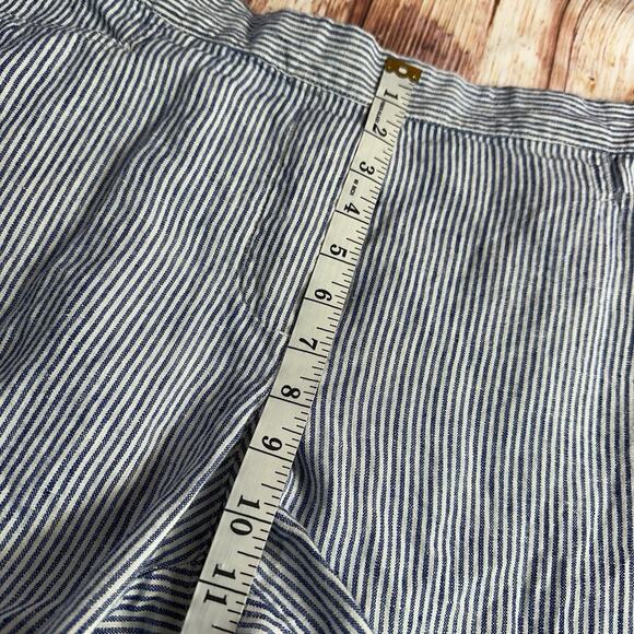 J Jill Love 100% Linen Size Large Blue White Stripe Crop Wide Leg Pants 36x23 - Picture 6 of 12